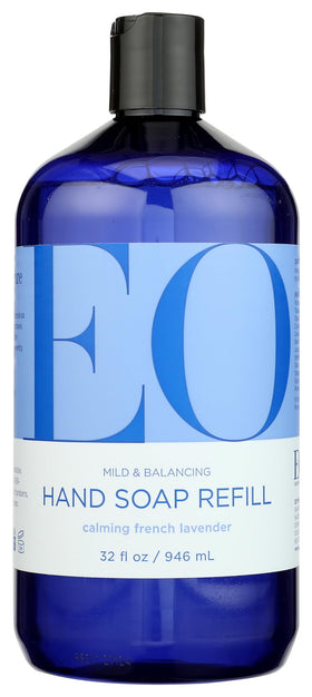 EO front label of French Lavender refill bottle showing product name and size benefits