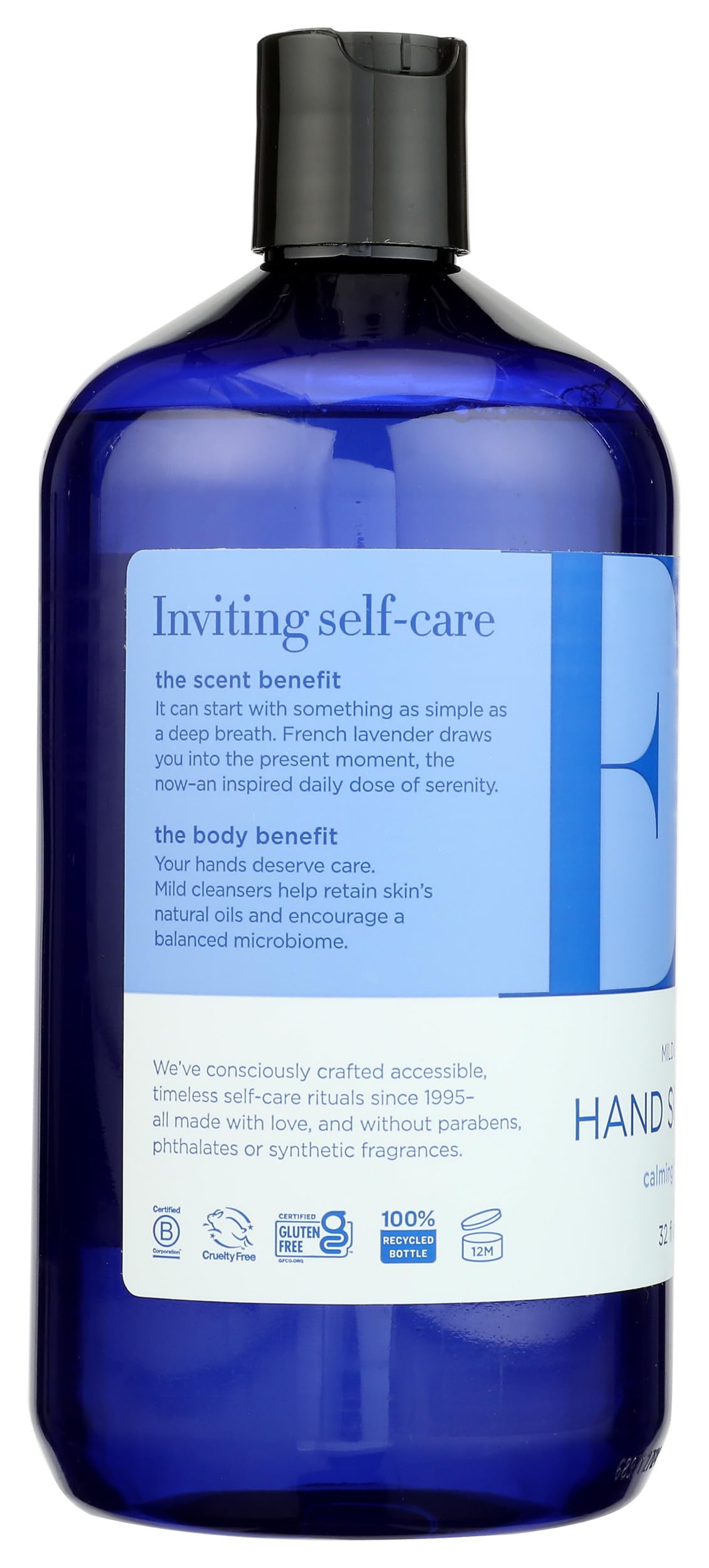 EO ingredient label showing botanical extracts and absence of sulfates and parabens