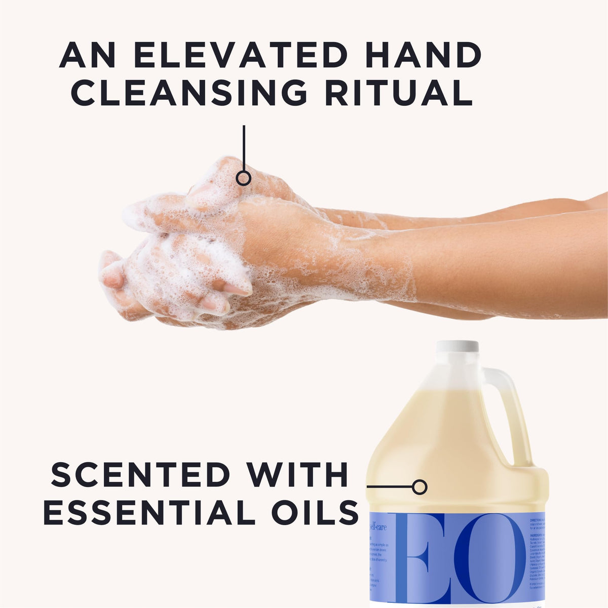 EO lavender hand soap close-up texture showing smooth lather and gentle consistency