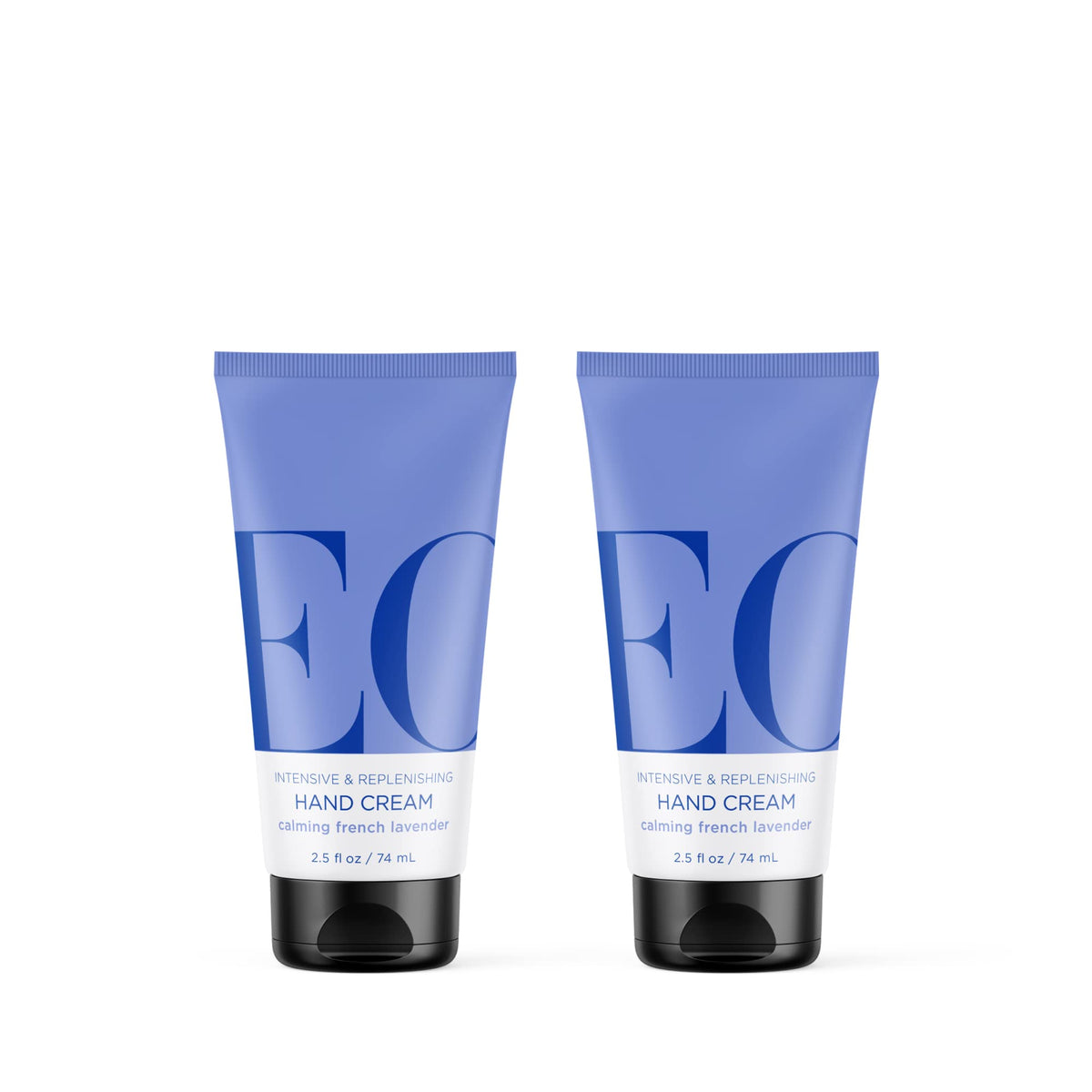 EO hand cream front packaging shows two lavender-scented tubes and brand clarity