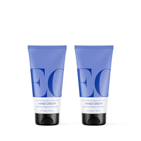 EO hand cream front packaging shows two lavender-scented tubes and brand clarity