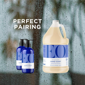 EO bottle placed by sink in bathroom lifestyle setting promoting calming routine