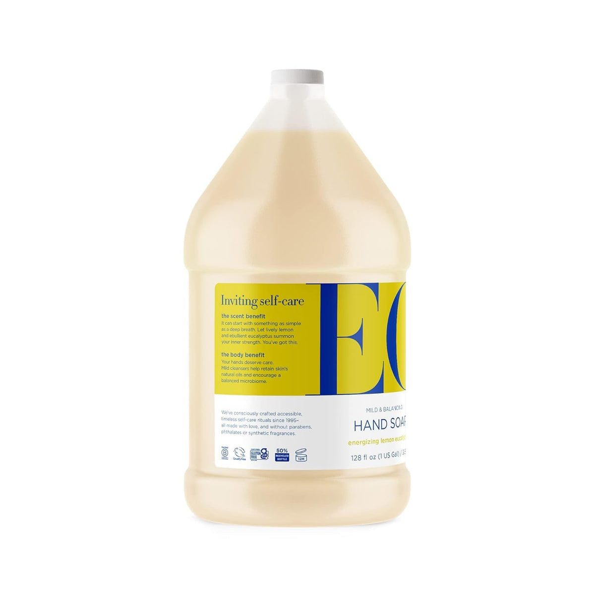 Close-up of EO label highlighting lemon and eucalyptus essential oils