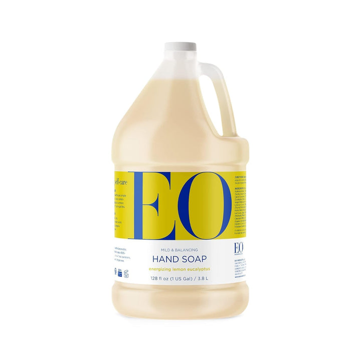 EO gallon bottle front view showing label and refill benefits