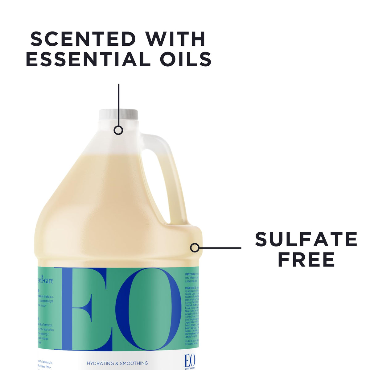 EO conditioner texture poured showing creamy consistency for hydration