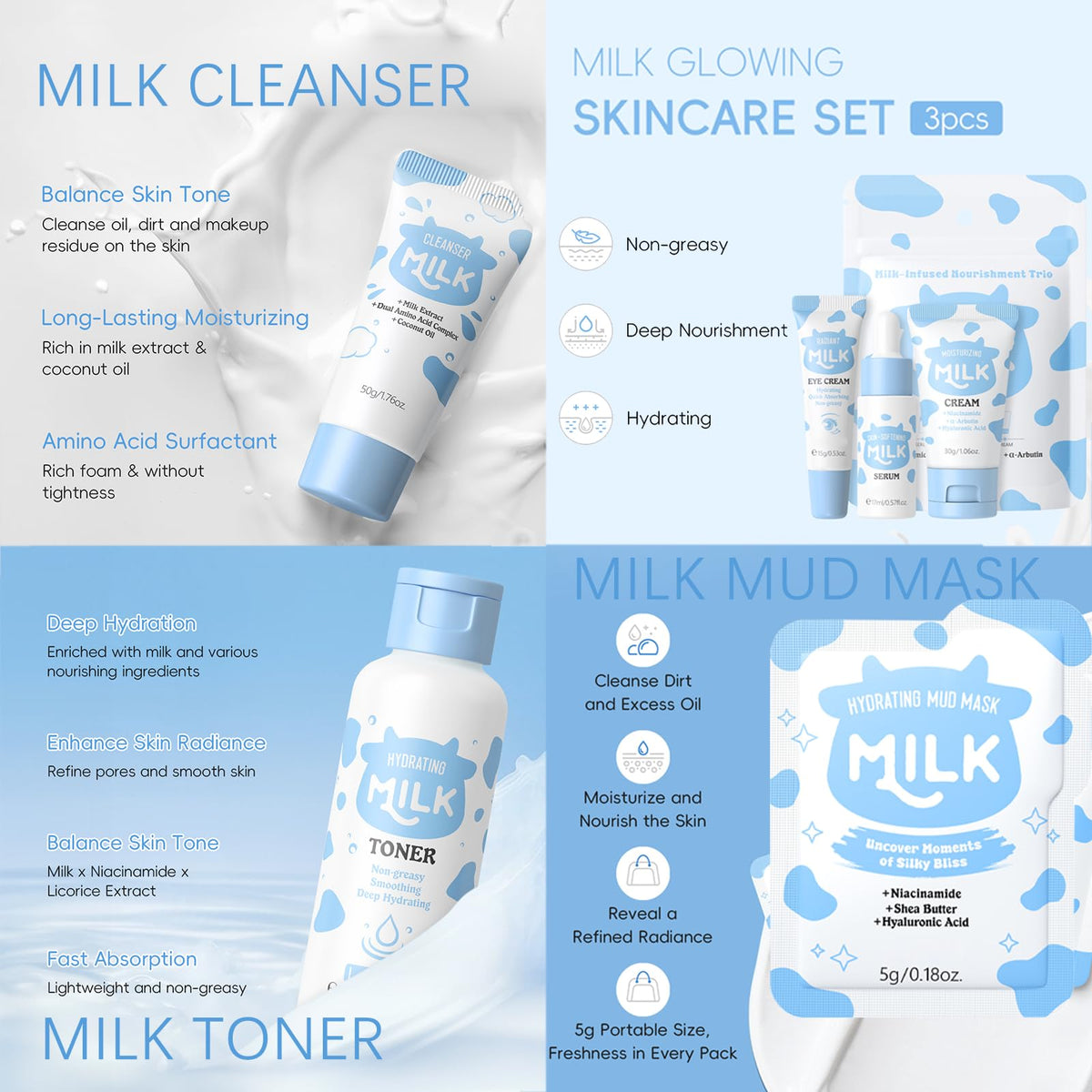 EONFAVE travel trio serum eye cream moisturizer for quick hydration