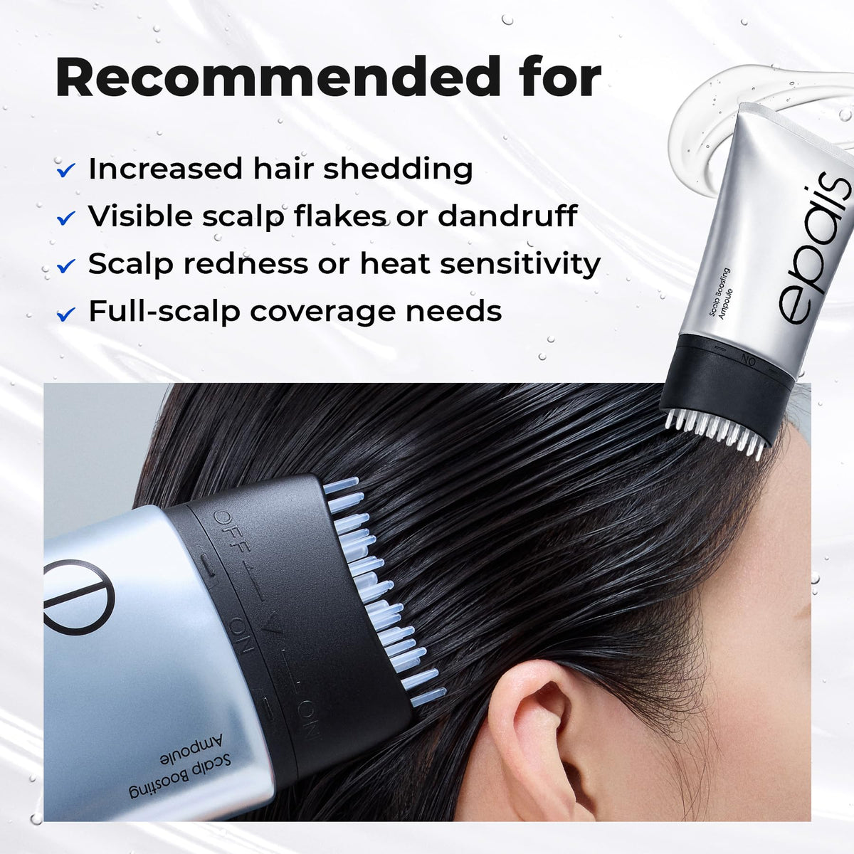 EPAIS before and after scalp visual showing reduced visible flakes over time