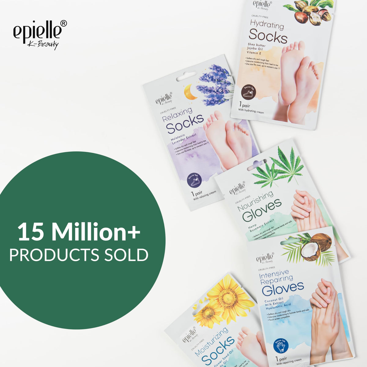 Epielle opened sock close-up revealing sealed essence for mess-free application