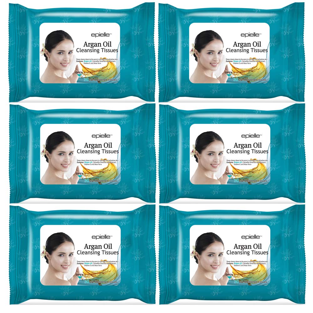 Epielle front packaging showing argan wipes and quantity benefit