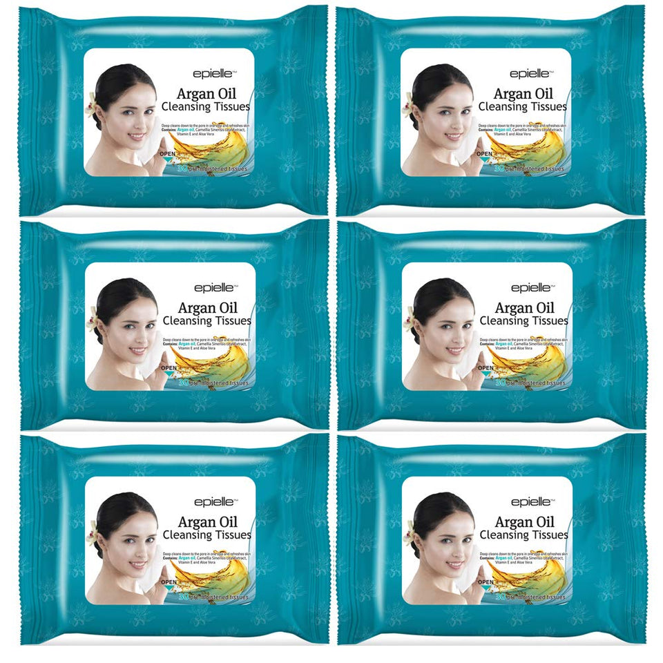 Epielle front packaging showing argan wipes and quantity benefit