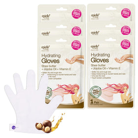 Epielle front packaging showing six pairs of moisturizing hand masks for instant hydration