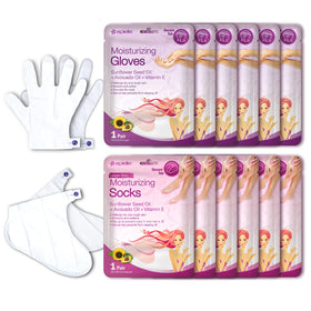 Epielle front packaging showing gloves and socks and product benefits