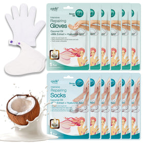 Epielle front packaging showing gloves and socks, clear product presentation and benefit