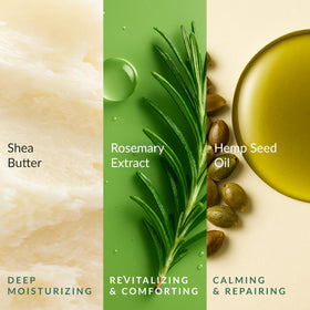 Epielle ingredient label with hemp and rosemary emphasizes natural extracts