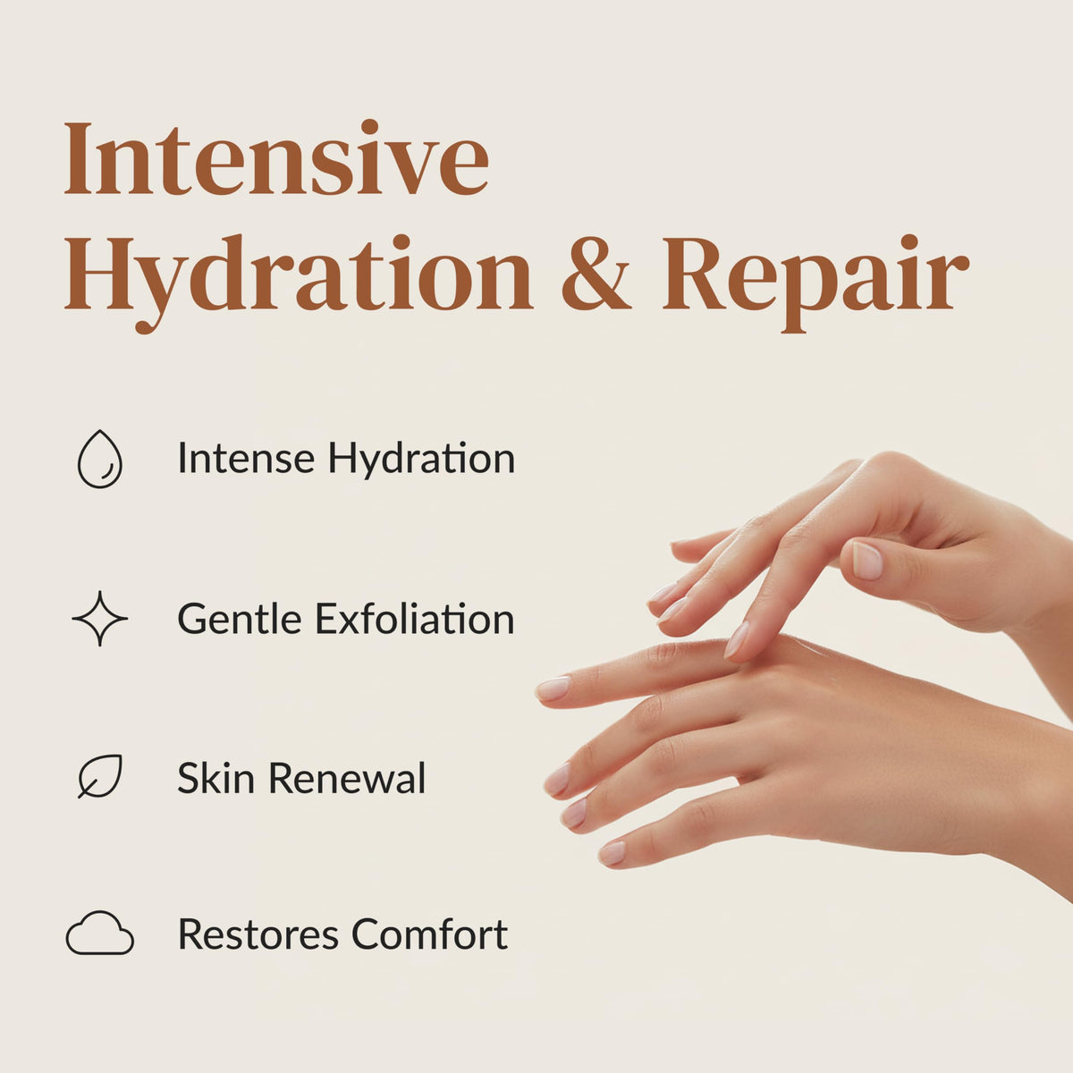 Epielle hands wearing the hydrating gloves during application for deeper moisture