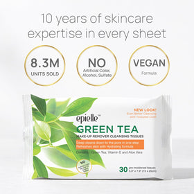 Epielle open wipe closeup showing moist towelette texture and quick cleansing benefit