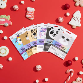 Epielle party favor display with masks arranged for spa-themed gifting