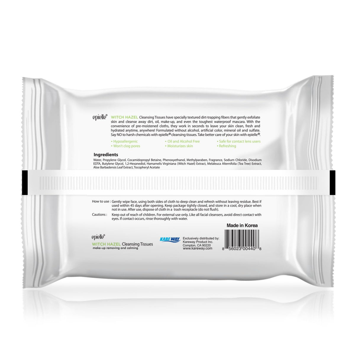 Epielle wipe next to hand for size and scale to show single-wipe coverage and portability