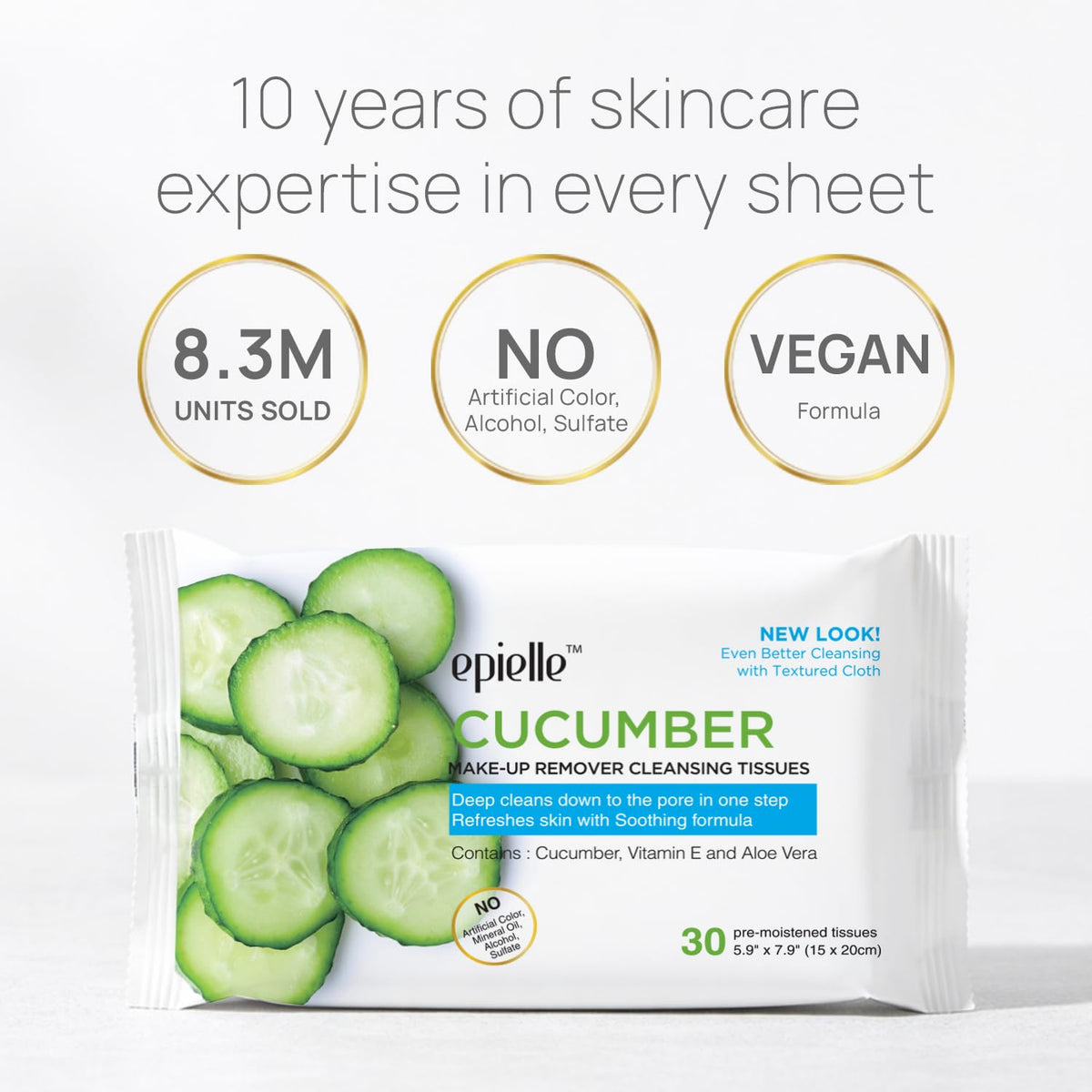 Epielle wipe in hand removing makeup to demonstrate effective cleansing benefit