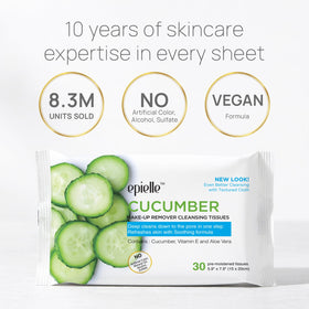 Epielle wipe in hand removing makeup to demonstrate effective cleansing benefit