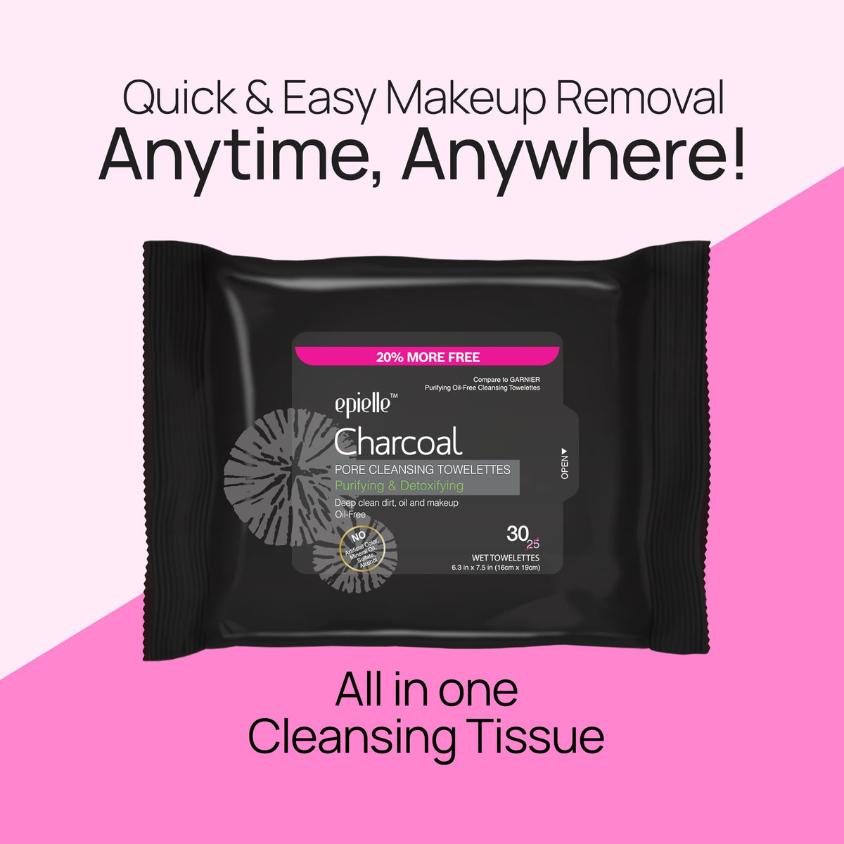 Epielle wipe removing waterproof mascara gently from eye