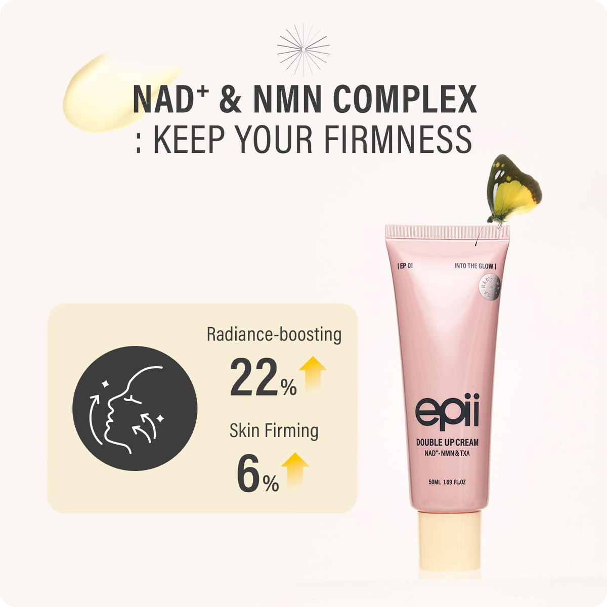 epii active ingredient display highlighting NAD NMN TXA and niacinamide benefits