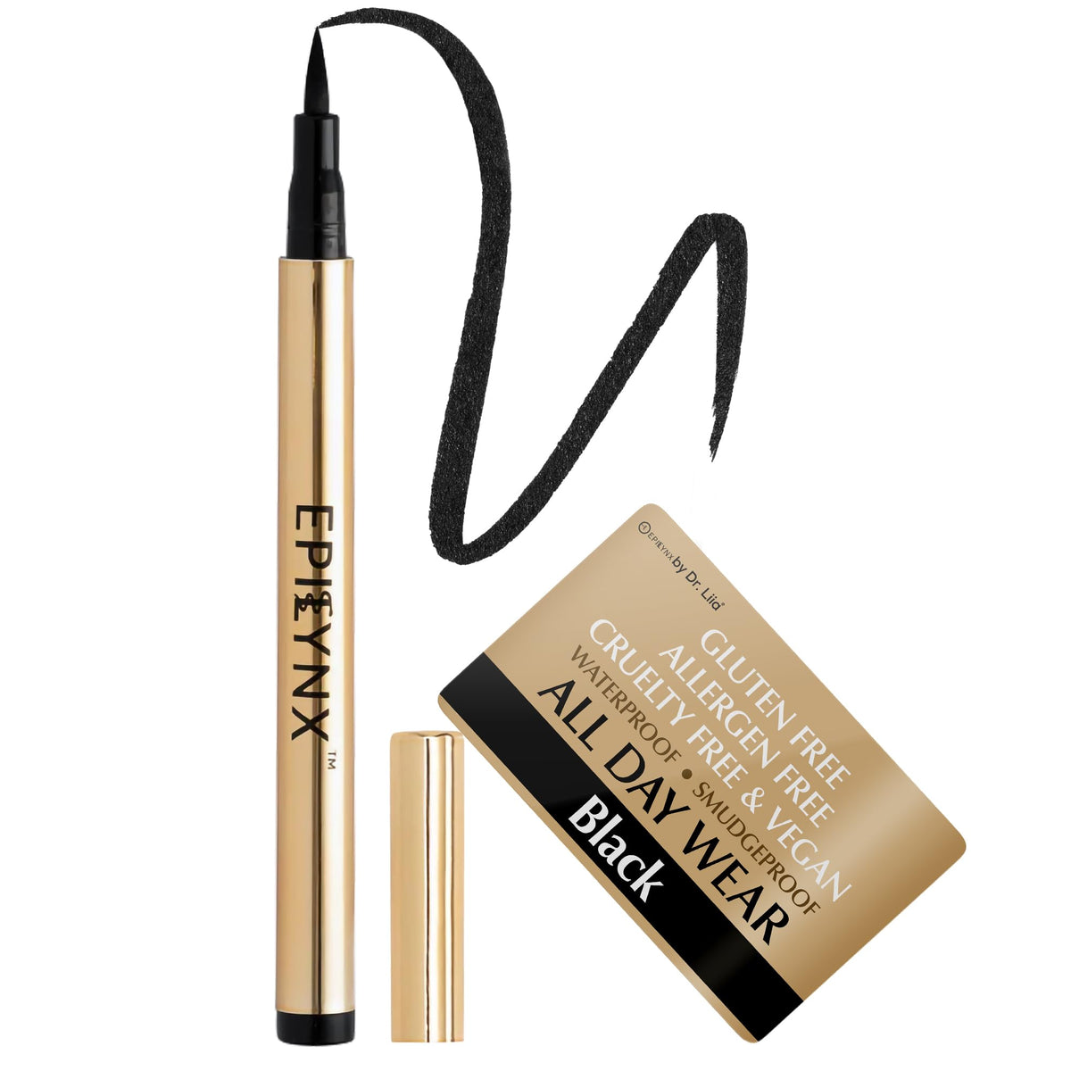 EPILYNX front packaging showing sleek black liner and brand benefit