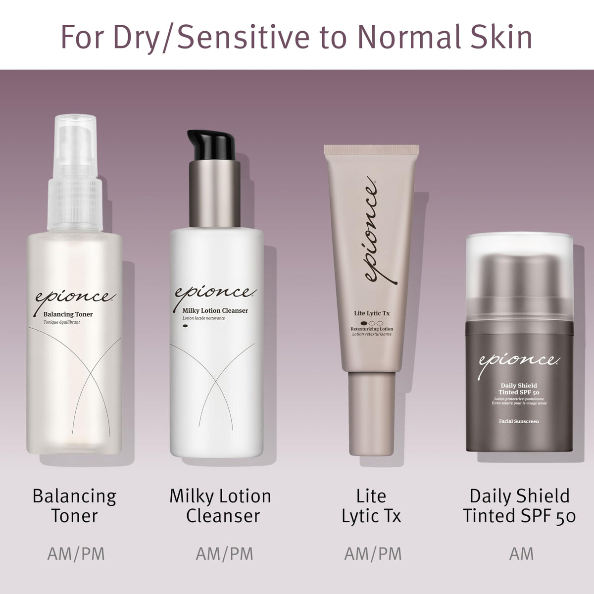 Bathroom shelf with Epionce toner in daily skincare routine benefit