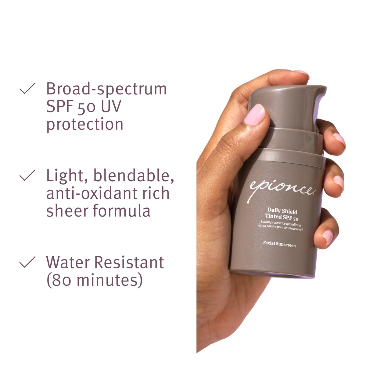 Epionce tint swatch on skin demonstrating even tone and natural finish