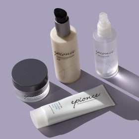 Epionce on bathroom shelf lifestyle shot suggesting daily skincare ritual benefits