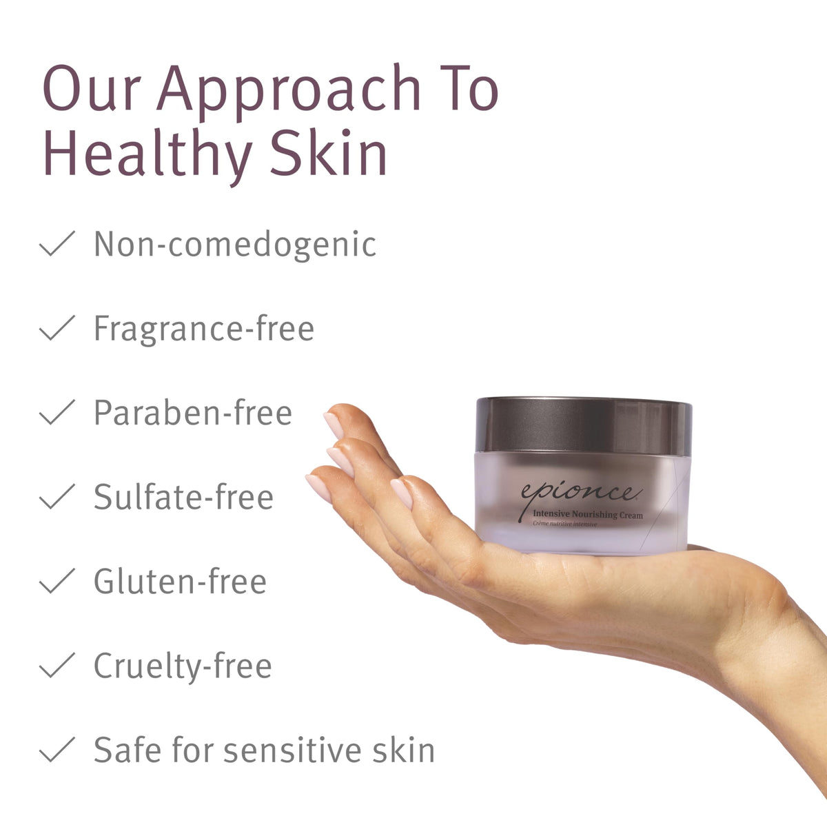 Epionce jar label detail showing ingredients and dermatologist origin