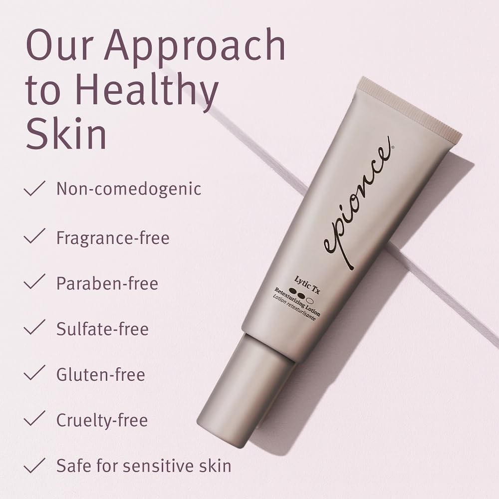 epionce Lytic Tx applied to fingertip before smoothing on skin, brand gentle exfoliation
