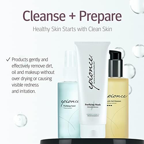 Epionce lotion being applied to hand showing gentle removal of makeup
