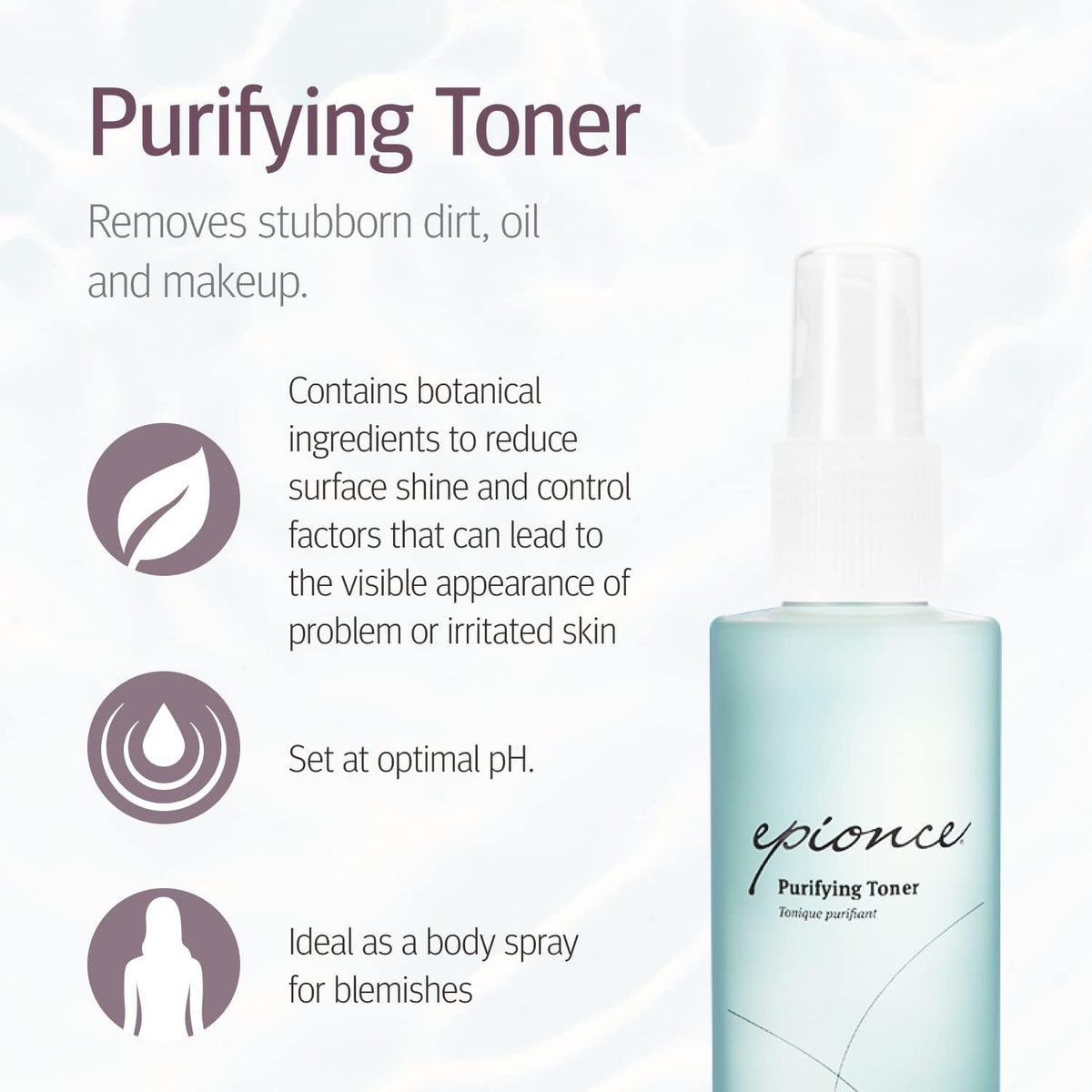 Epionce spray nozzle delivering fine mist for easy application