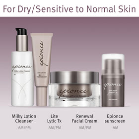Epionce cream spread on hand demonstrating lightweight absorbency
