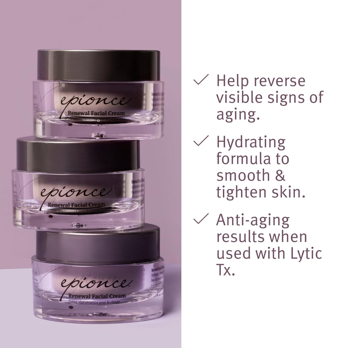 Epionce open jar top view highlighting creamy formula and nourishment
