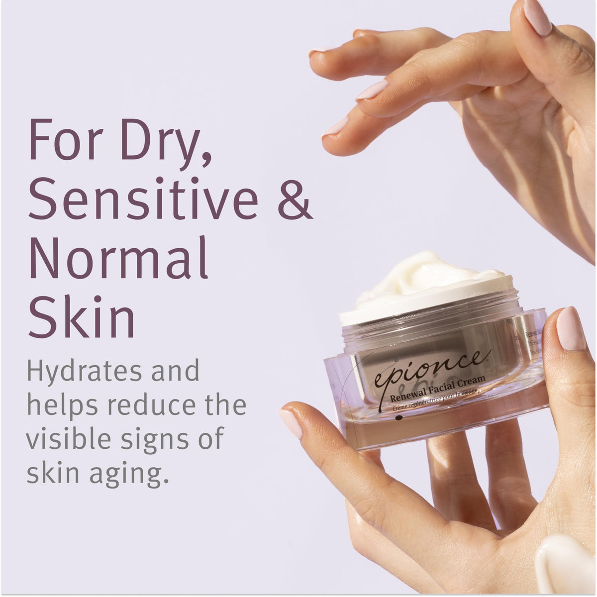 Epionce cream texture close-up illustrating rich hydration benefit