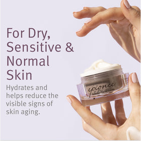 Epionce cream texture close-up illustrating rich hydration benefit