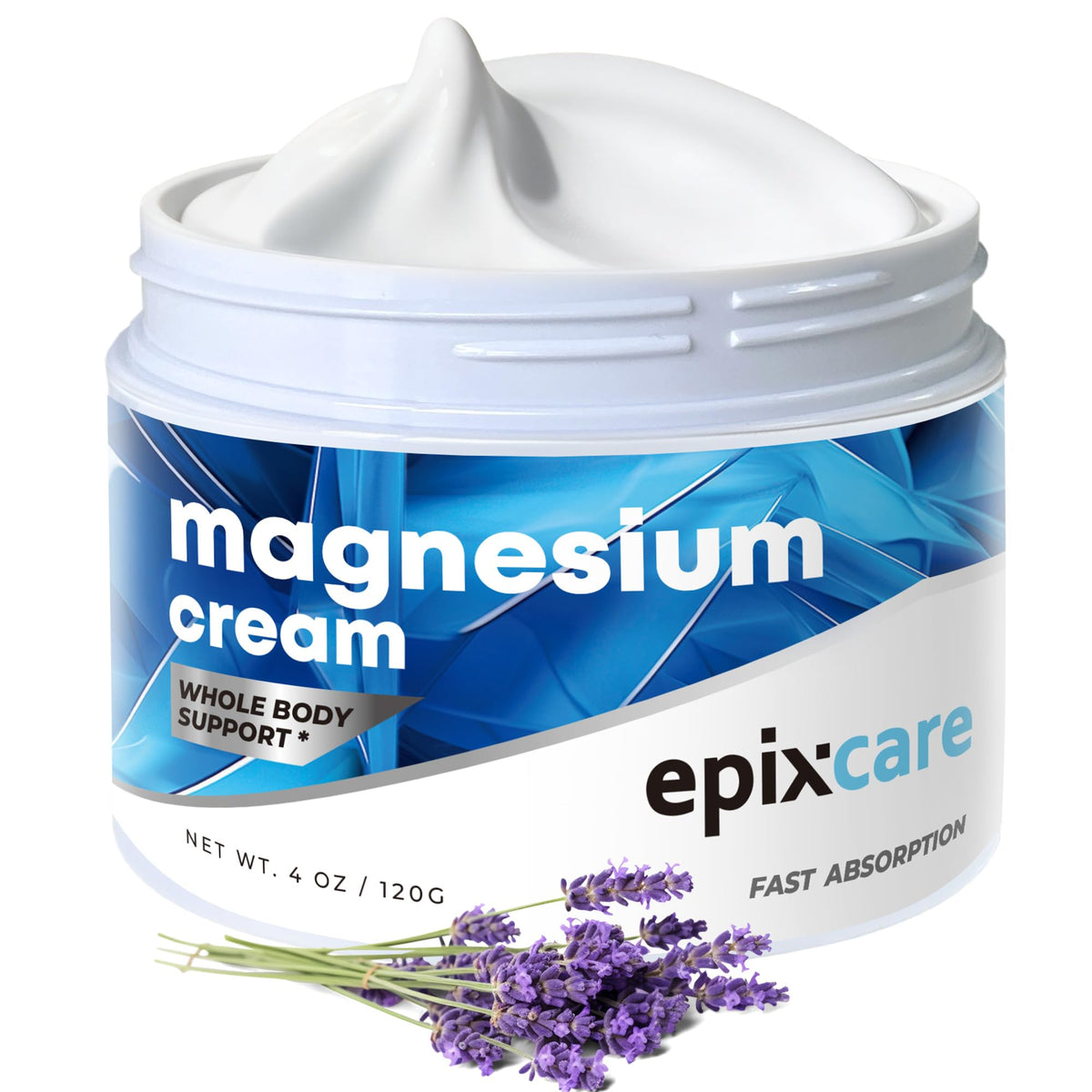 EpixCare front packaging shot showing 4 oz jar and calming lavender