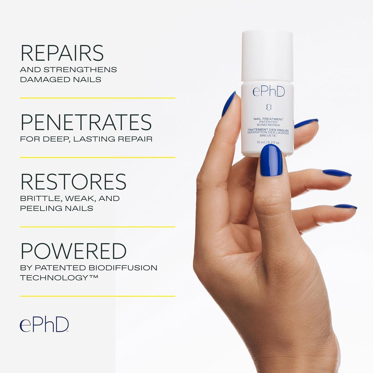 epres ePhD brush applying treatment to nails for easy at-home use