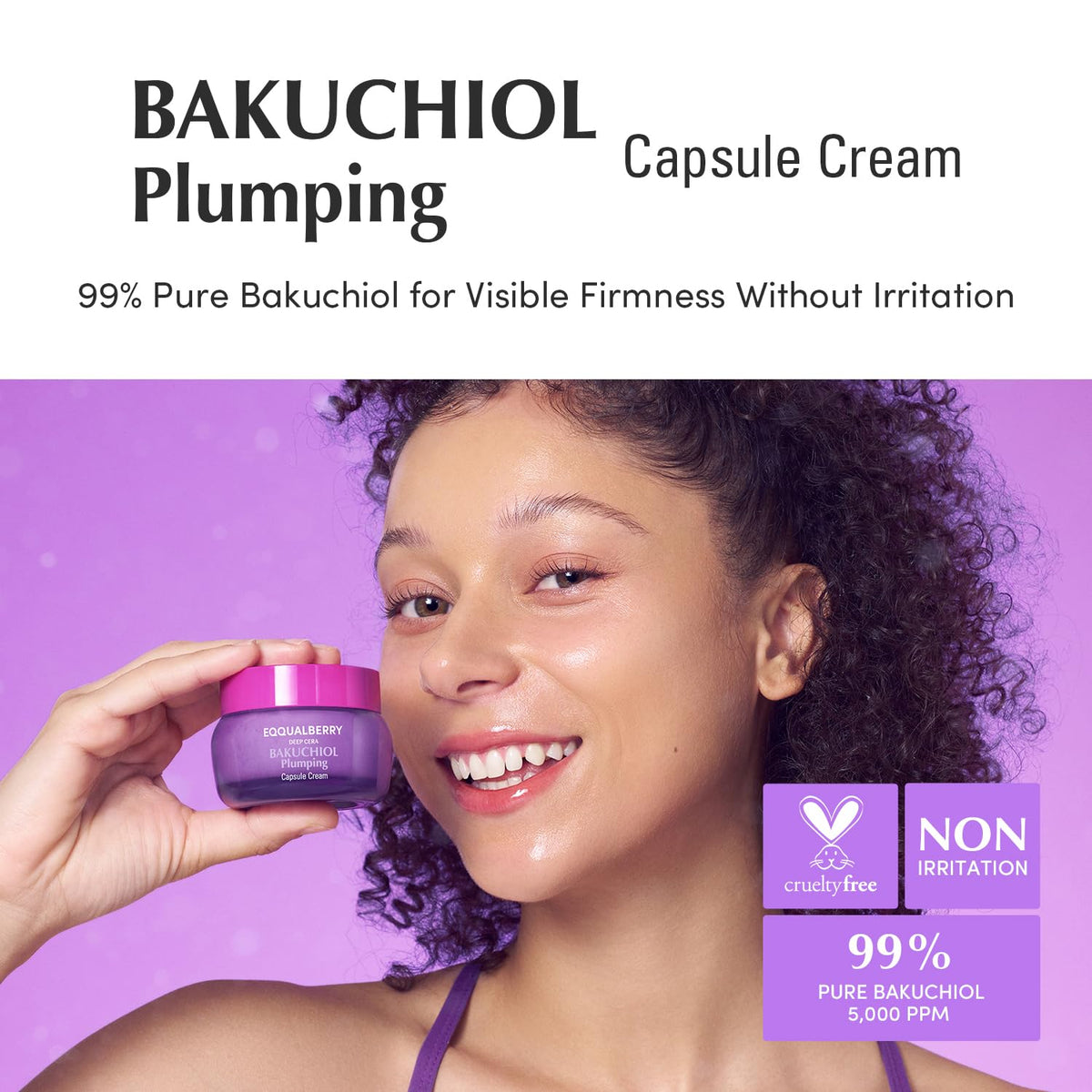 EQQUALBERRY open jar revealing creamy texture and microcapsules for fresh active delivery
