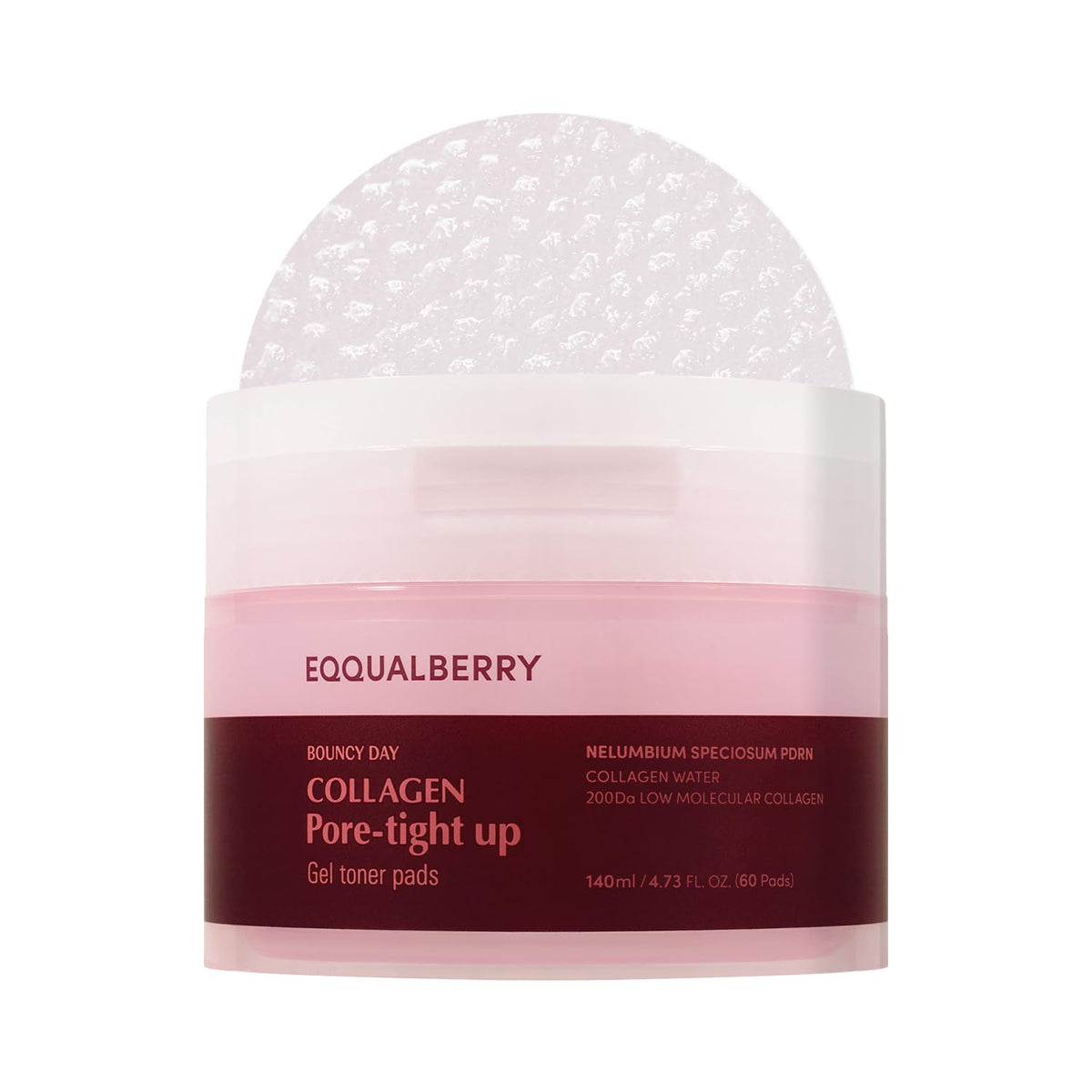 EQQUALBERRY front packaging jar showing gel pads and clear branding for easy shelf recognition