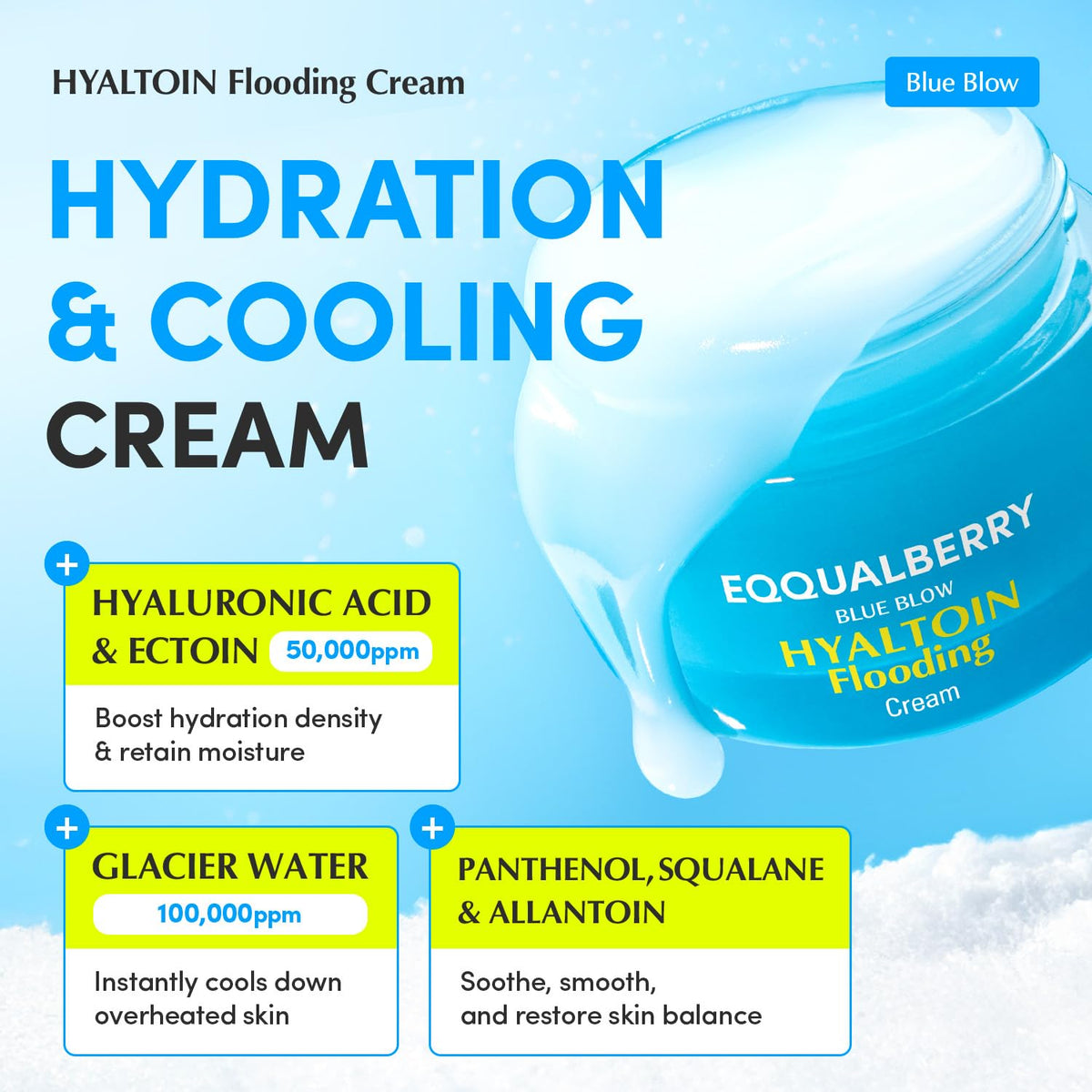 EQQUALBERRY gel texture close-up highlighting lightweight, cooling hydration