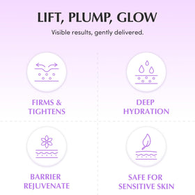 EQQUALBERRY ingredient graphic showing five collagens and ceramide complex for deeper repair