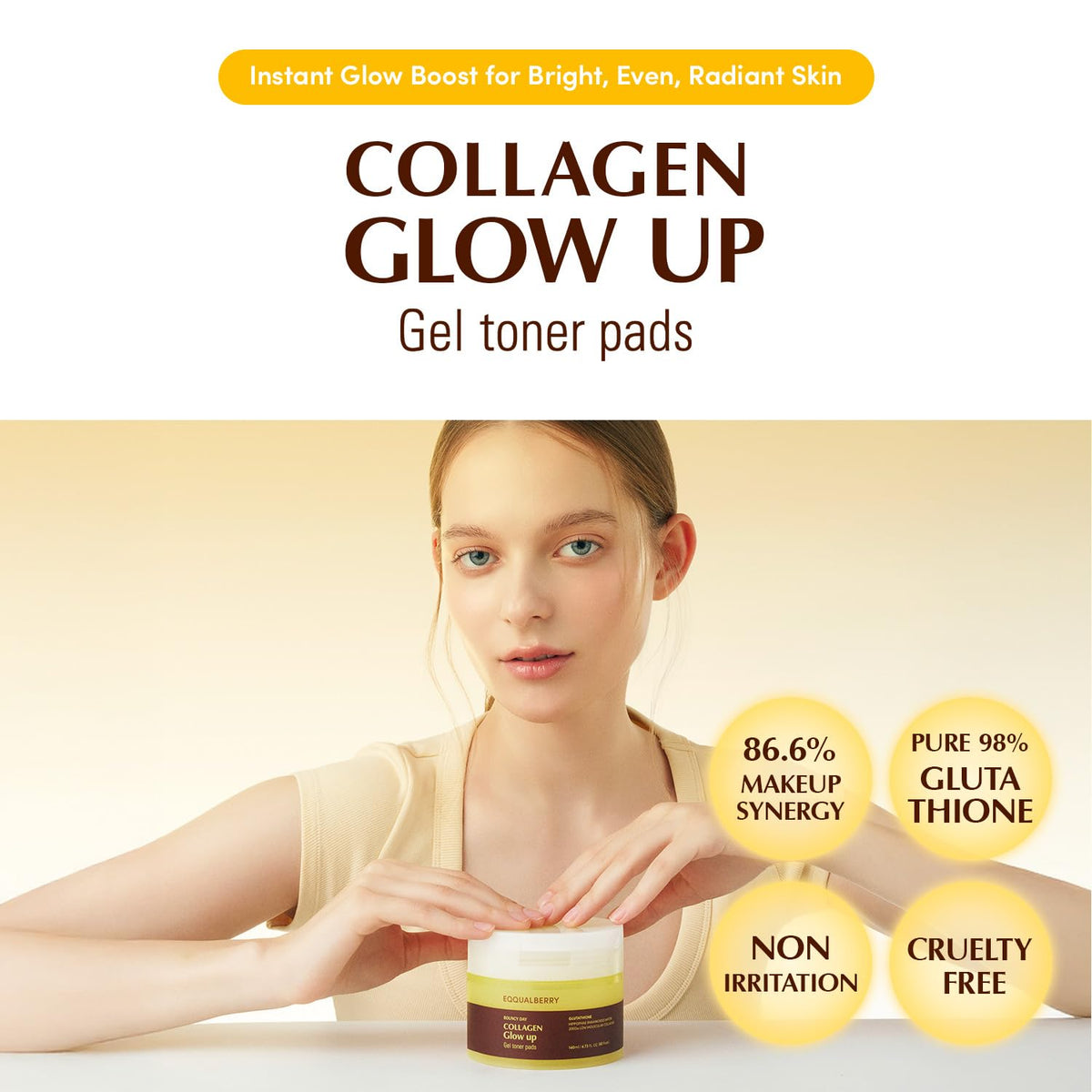 EQQUALBERRY open jar with stacked gel pads showing thick vitamin-rich texture