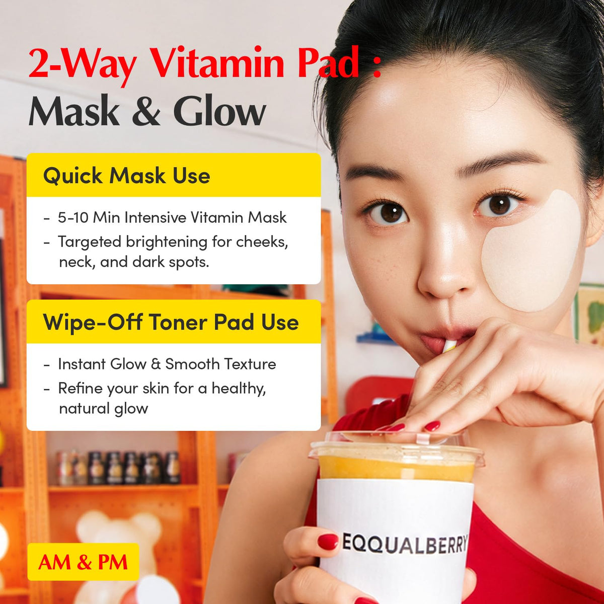 EQQUALBERRY open jar revealing stacked pads for easy daily use