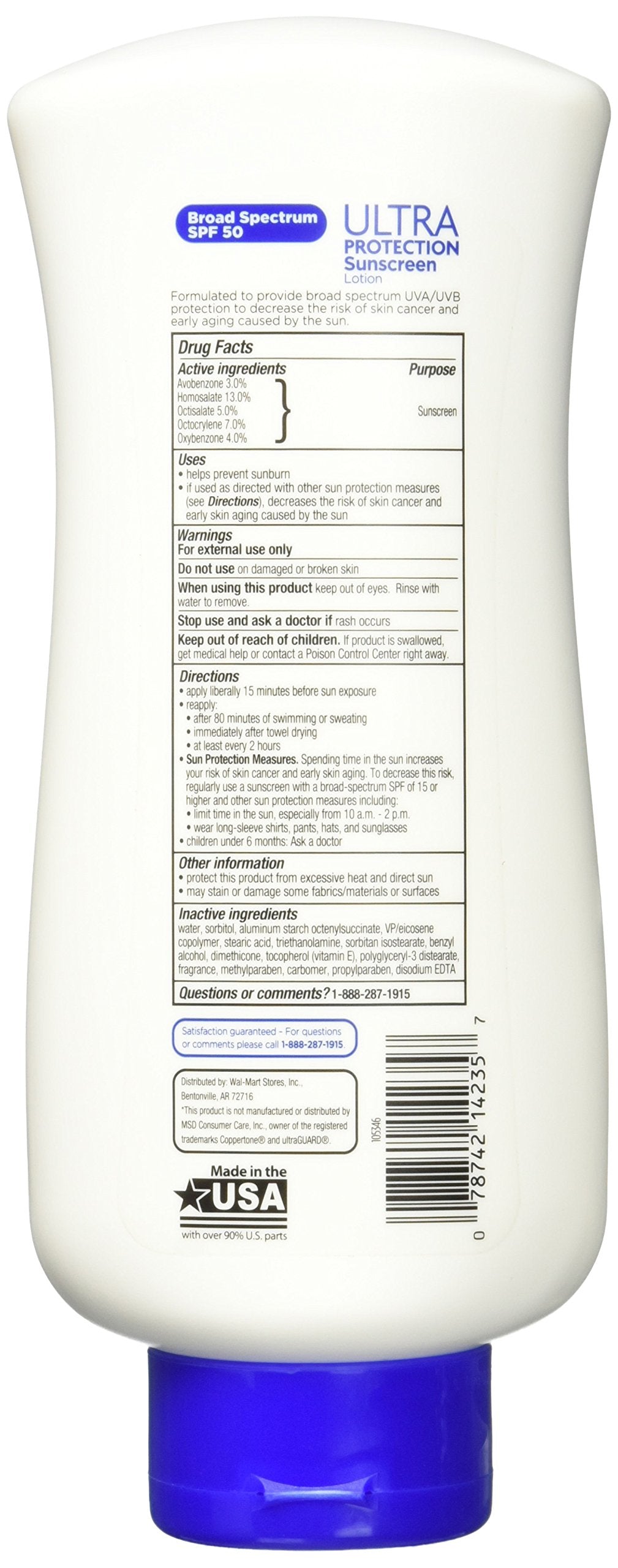 Equate sunscreen in hand dispensing lotion to demonstrate water-resistant, quick-absorbing application