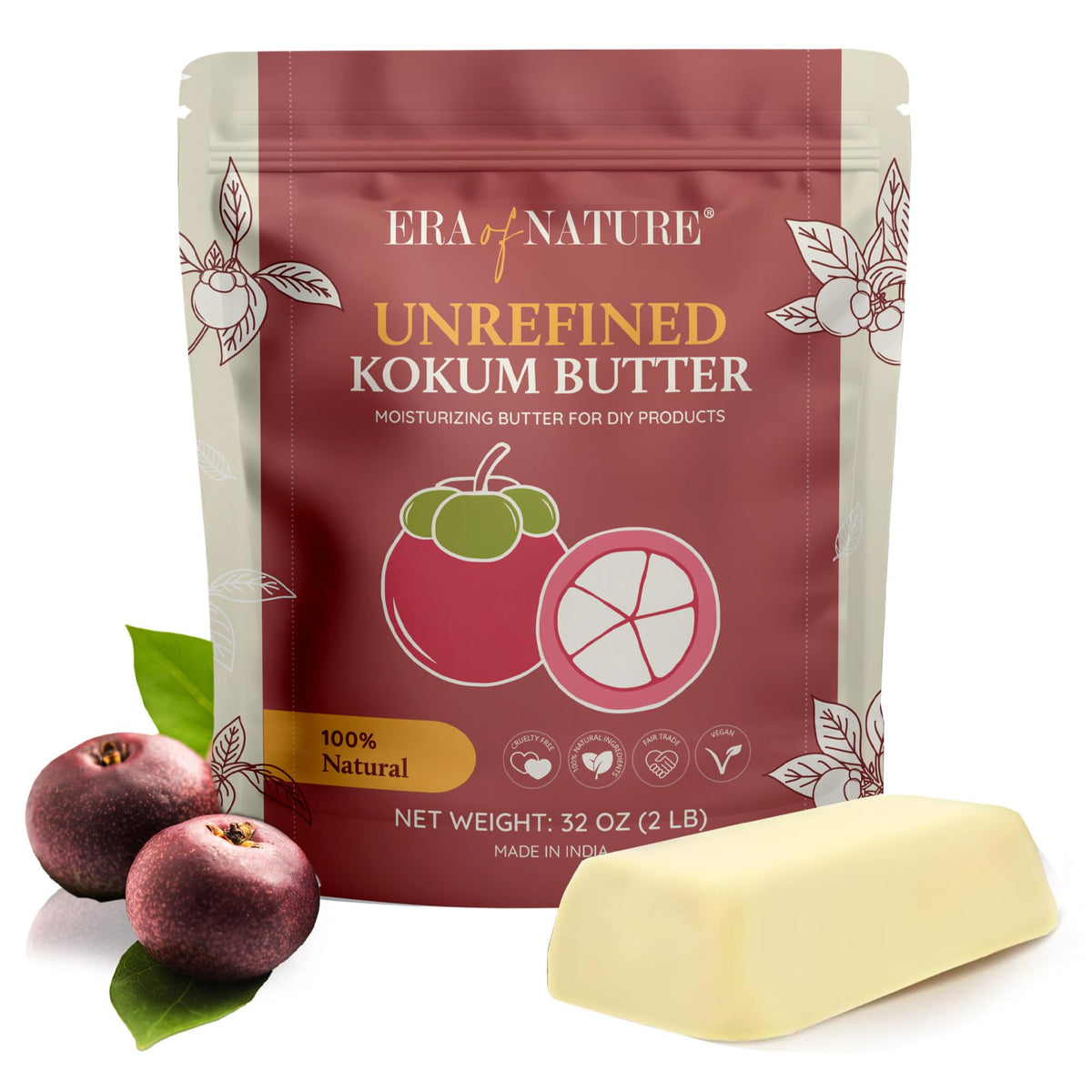 era of nature kokum butter front block showing pure unscented butter