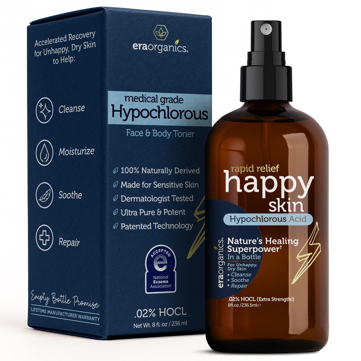 Era Organics bottle front packaging showing product name and size for clarity