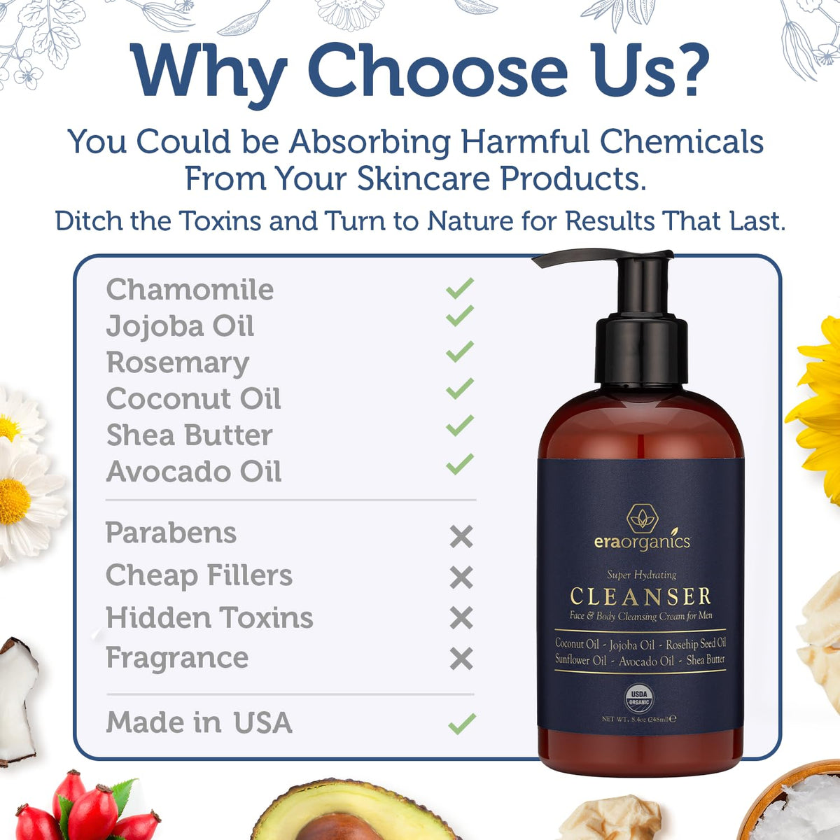 Era Organics label detail with USDA Organic badge and ingredient clarity